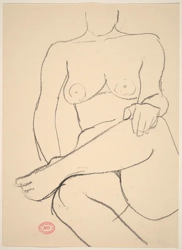 Untitled [seated nude crossing her leg] by Richard Diebenkorn, drawing, 1955-1967