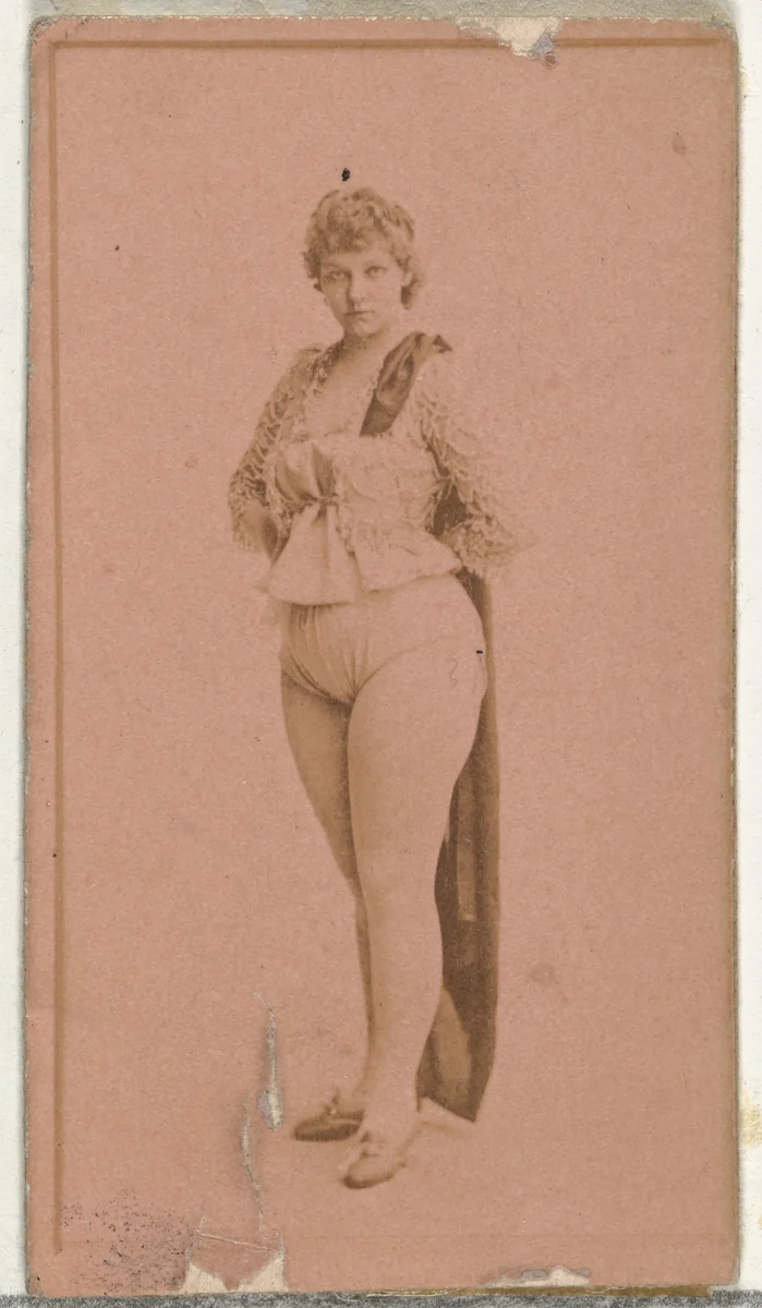[Actress standing in long cape], from the Actors and Actresses series (N145-8) issued by Duke Sons & Co. to promote Duke Cigarettes by W. Duke, Sons & Co., photograph, 1890-1895