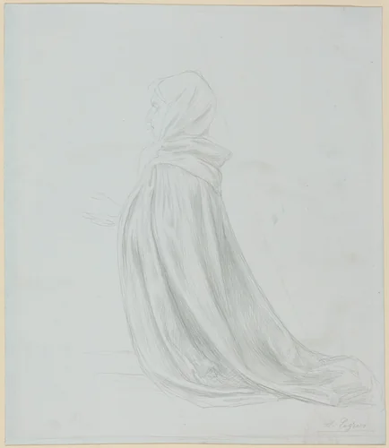 Woman in a Cloak by Alphonse Legros, drawing, 1837-1911