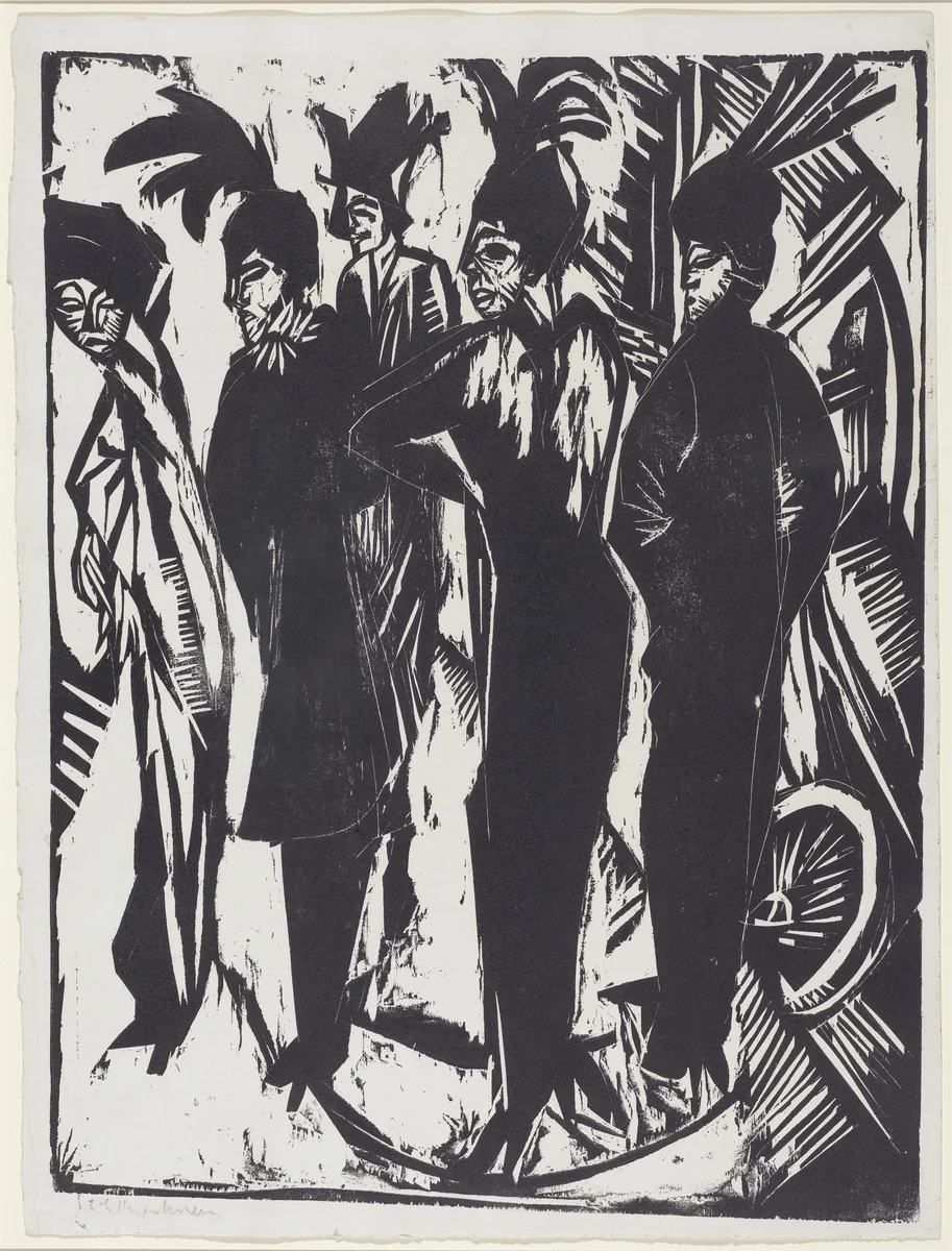 Five Women on the Street by Ernst Ludwig Kirchner, print, 1914