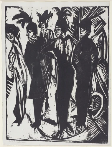 Five Women on the Street by Ernst Ludwig Kirchner, print, 1914
