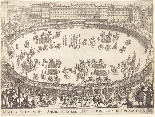 Parade in the Amphitheater by Jacques Callot, print, 1616