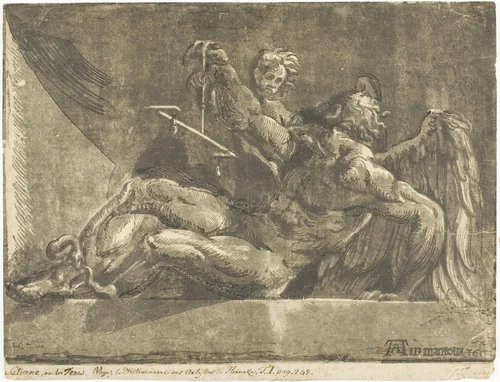Saturn by Niccolò Vicentino, print, 1545-1555