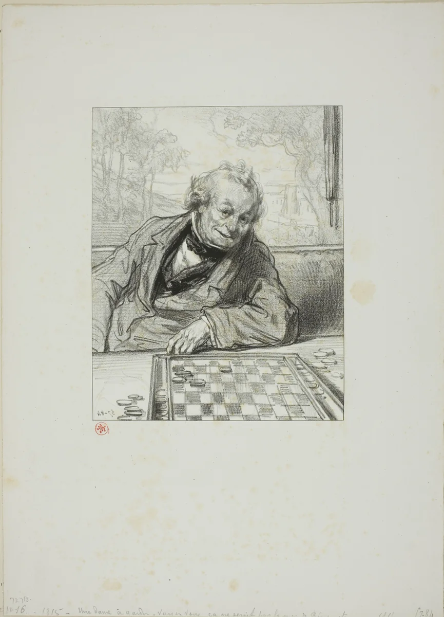 Maska and faces: Keeping a Queen, you see by Paul Gavarni, print, 1857-1858