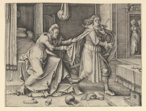 Joseph and Potiphar's Wife by Lucas van Leyden, print, 1512