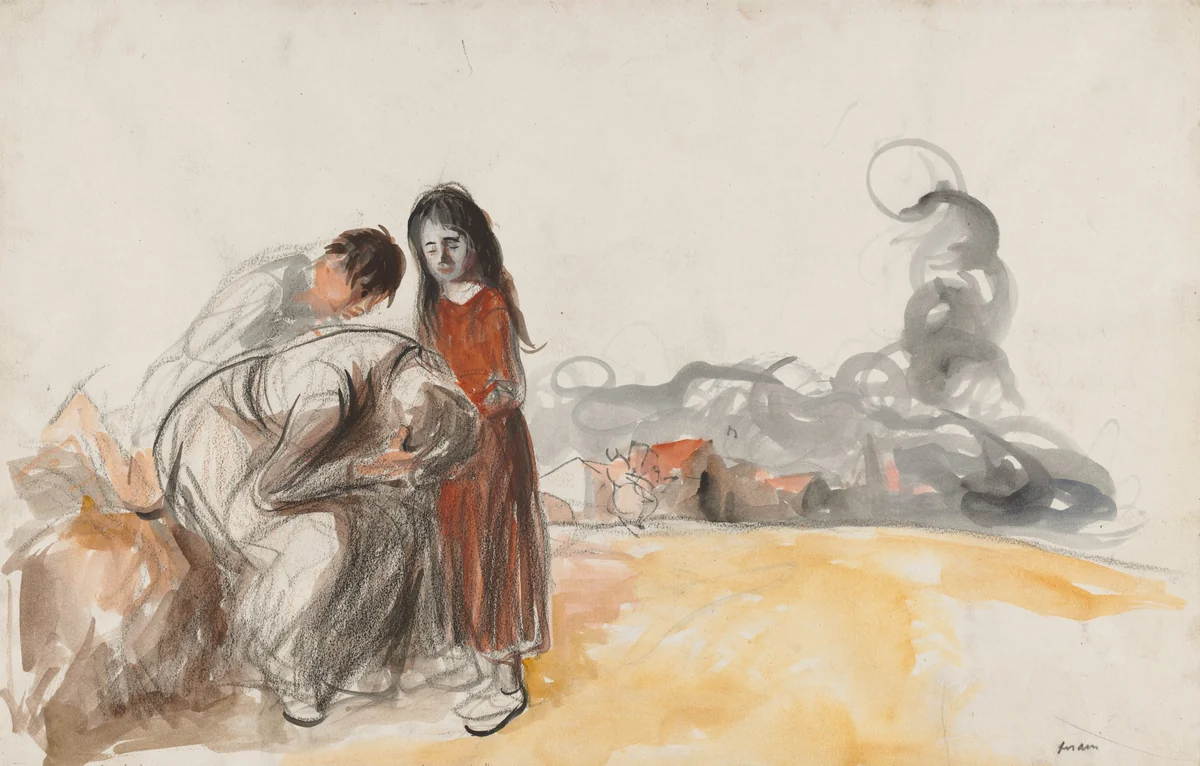The Germans Have Gone Away by Jean-Louis Forain, drawing, 1852-1931