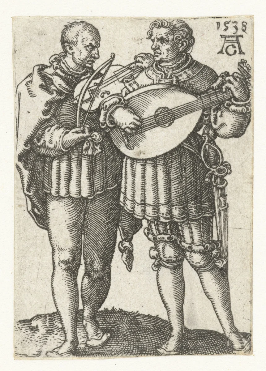 Twee muzikanten by Unknown, print, 1538