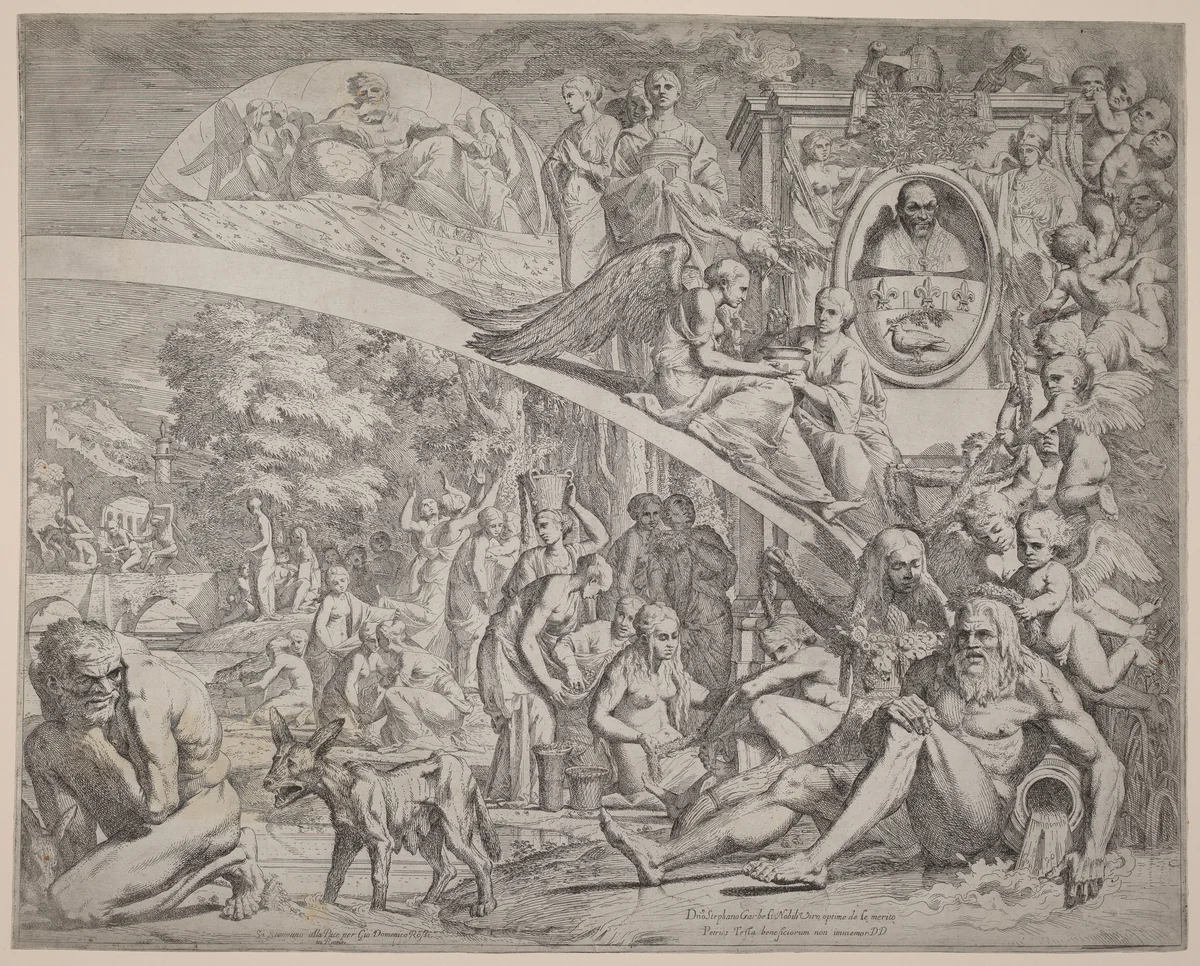 An Allegory in Honor of Innocent X by Pietro Testa, print, 1644