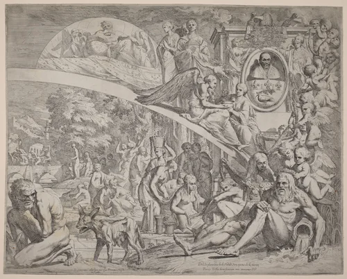 An Allegory in Honor of Innocent X by Pietro Testa, print, 1644