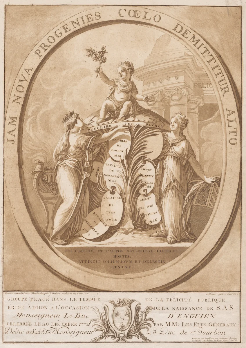 Allegory Celebrating the Birth of the Duc d’Enghien by Louis-Gabriel Monnier; Charles-Joseph Le Jolivet, print, 1772