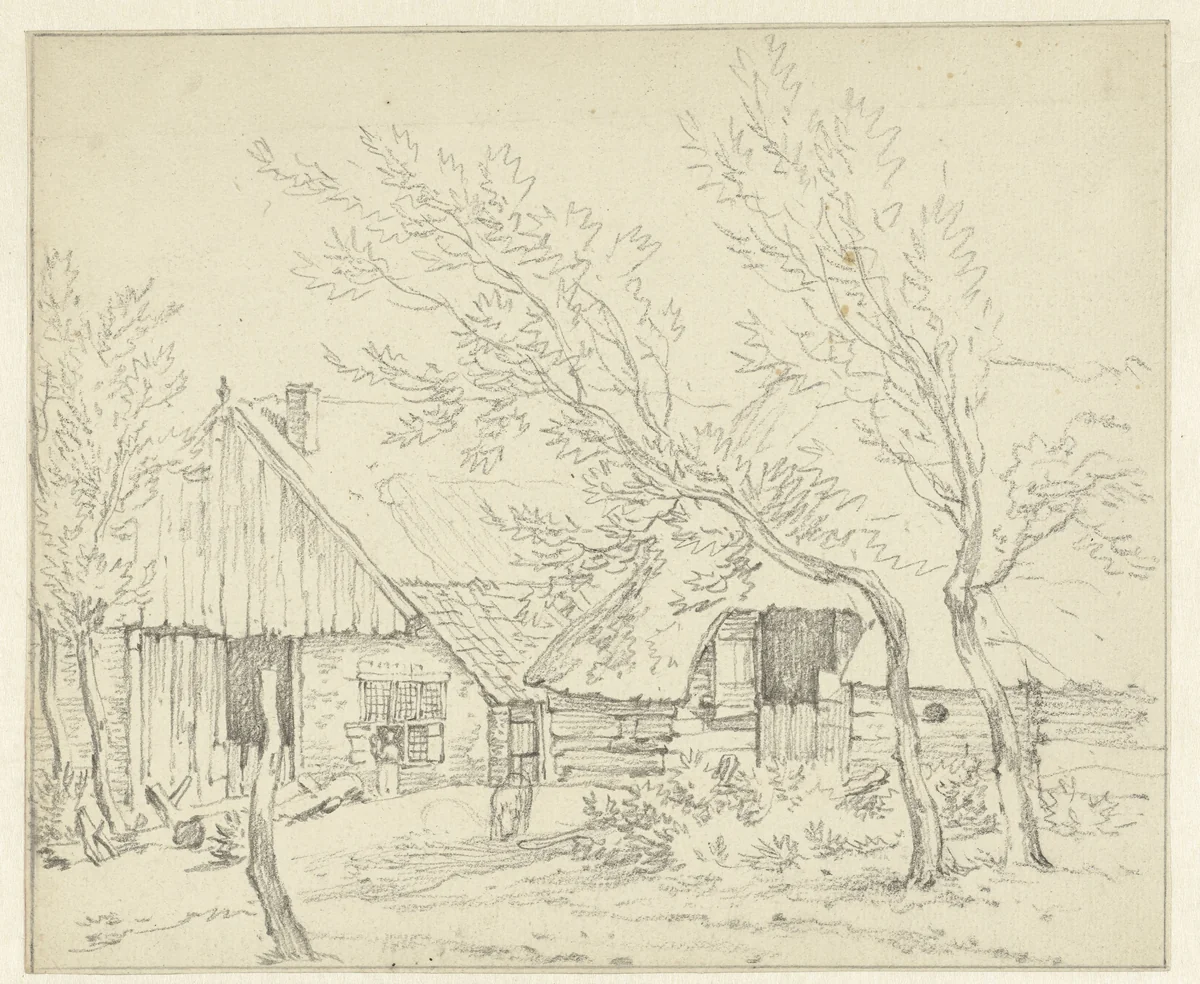 Boerderij in De Wijk in Drenthe by Egbert van Drielst, drawing, 1755-1818