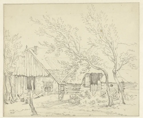 Boerderij in De Wijk in Drenthe by Egbert van Drielst, drawing, 1755-1818