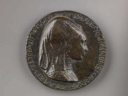 Portrait medal of Isotta degli Atti (obverse); An Elephant (reverse) by Matteo de' Pasti, metalwork, 1446-1500