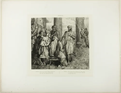 She Lov’d Me for the Dangers I Had Pass’d, plate 3 (act 1, scene 3) from Othello, by Théodore Chassériau, print, 1844