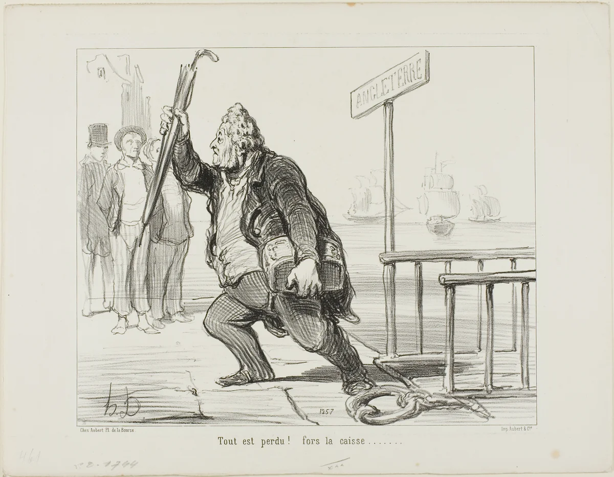 “All is lost - save the cashbox” by Honoré-Victorin Daumier, print, 1848