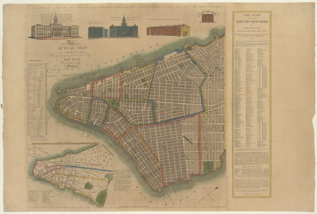 The City of New York: Longworth's Explanatory Map and Plan by David Longworth, print, 1817