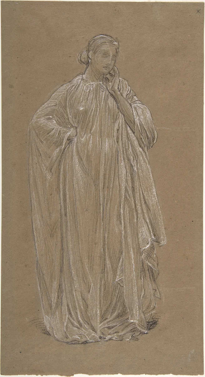 Draped Model by Albert Joseph Moore, drawing, 1865-1867