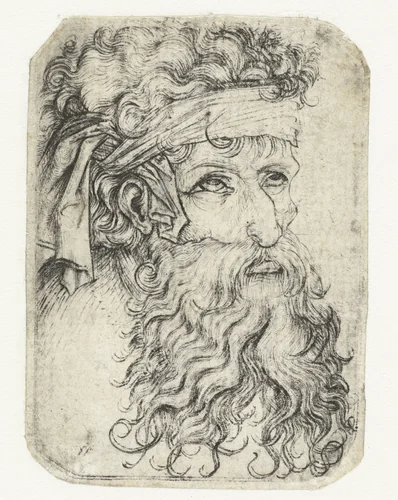 Hoofd van een man met een baard by Unknown, print, 1481-1497