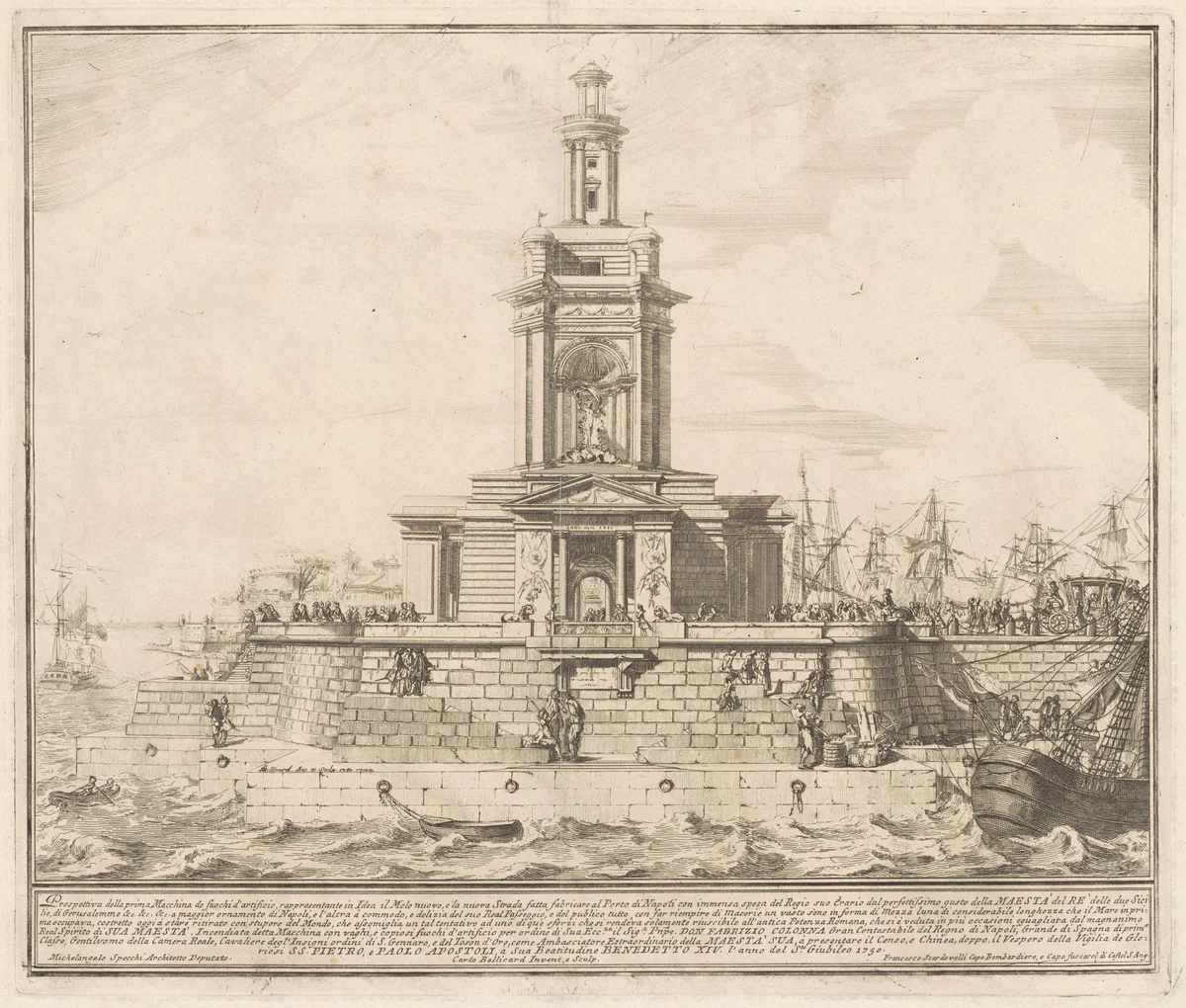 The Prima Macchina for the Chinea of 1750: The New Pier of Naples by Jérôme Charles Bellicard; Michelangelo Specchi, print, 1750