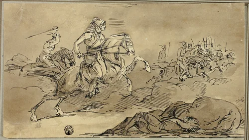 Cavalry Going Into Battle by James Stuart, drawing, 1813