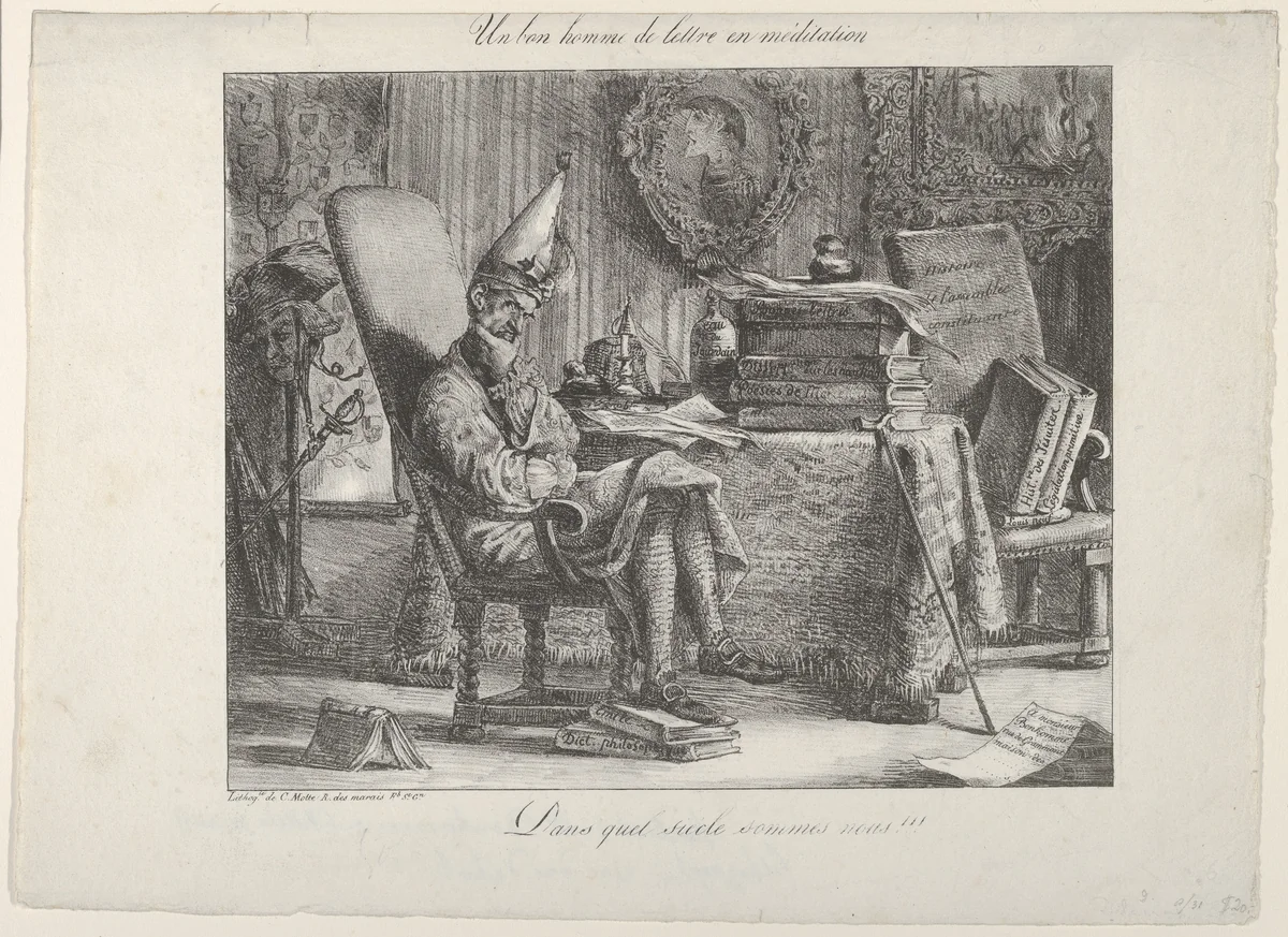 A Literary Fellow Meditating by anonymous, print, 1821