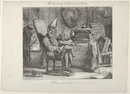 A Literary Fellow Meditating by anonymous, print, 1821