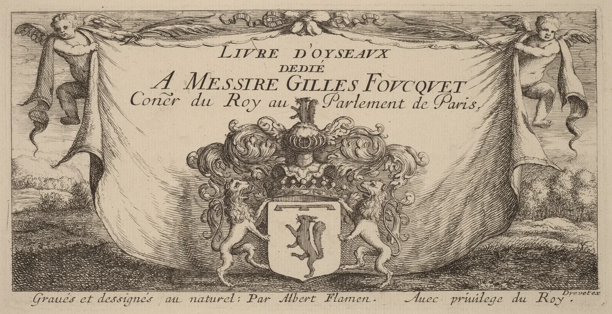 Title Page for "Livre d'oiseaux" by Albert Flamen, print, 1620-1669