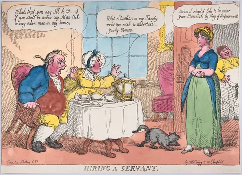 Hiring a Servant by Thomas Rowlandson, print, 1811
