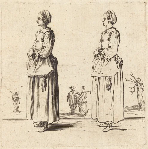 Peasant Woman, in Profile, Facing Left by Jacques Callot, print, 1621-1624