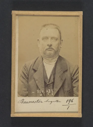 Baumester. Augustin, Etienne. 49 ans, né le 16/1/45 à Paris VIe. Décorateur. Anarchiste. 2/7/94. by Alphonse Bertillon, photograph, 1894