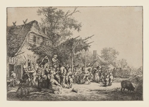 Dance Under the Trellis by Adriaen van Ostade, print, 1647-1657