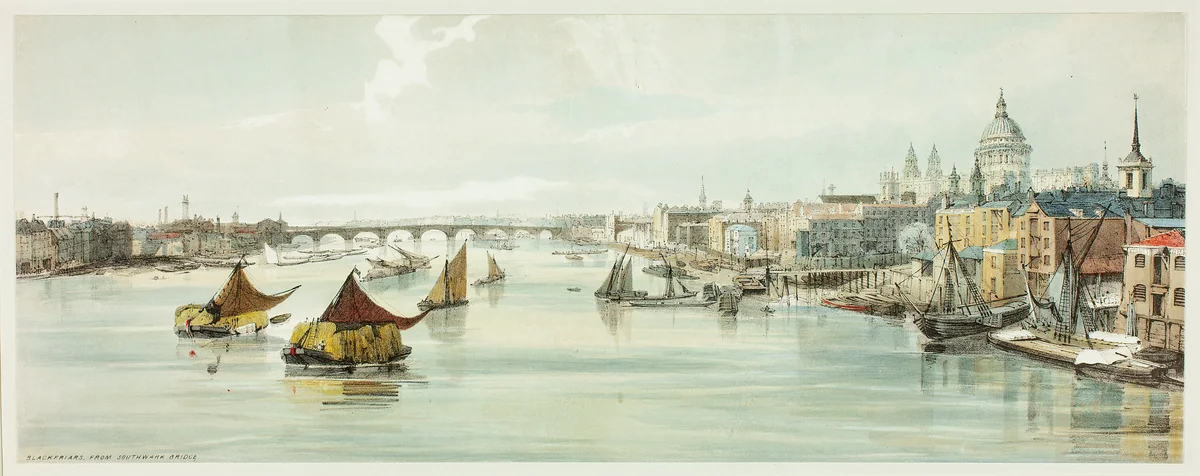 Blackfriars, from Southwark Bridge, plate six from Original Views of London as It Is by Thomas Shotter Boys, print, 1842