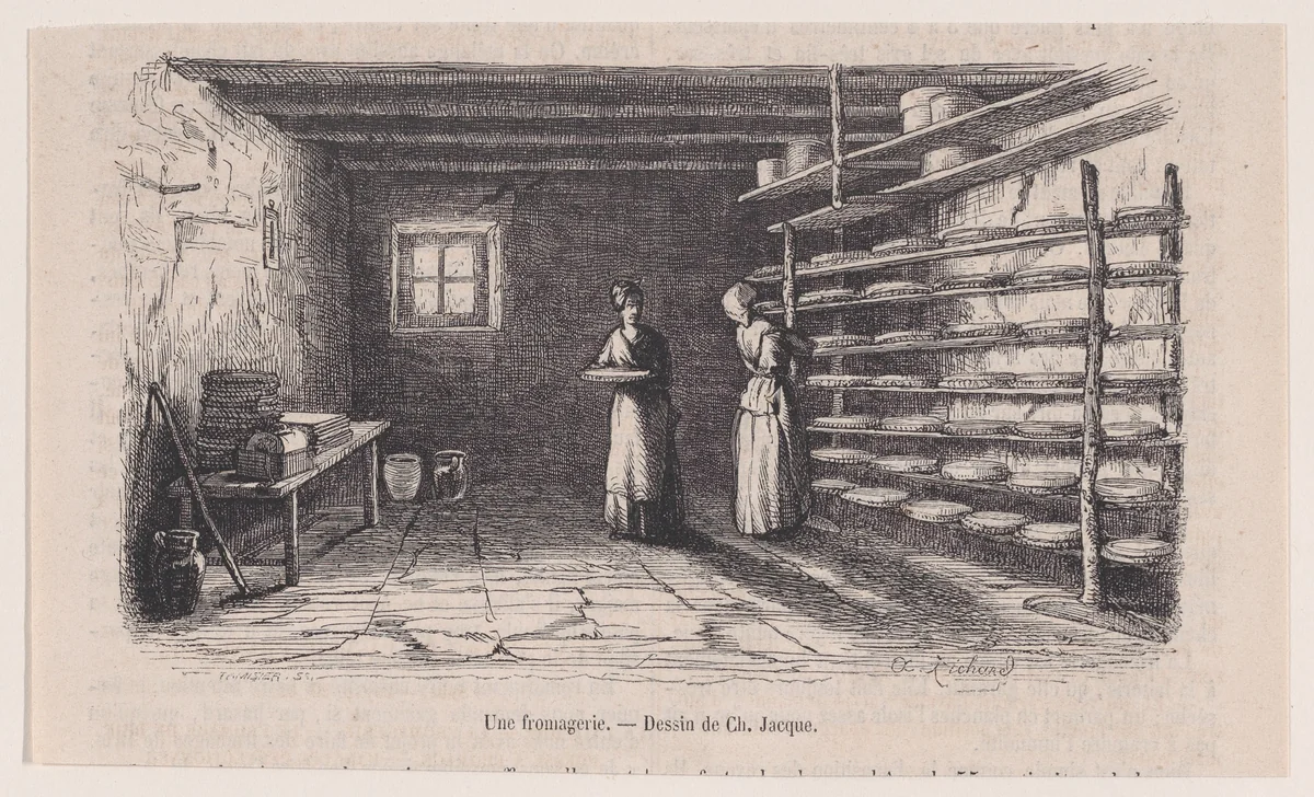 A Dairy, from "Le Magasin Pittoresque" by Charles Jacque, print, 1848-1864