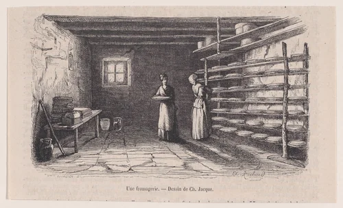 A Dairy, from "Le Magasin Pittoresque" by Charles Jacque, print, 1848-1864