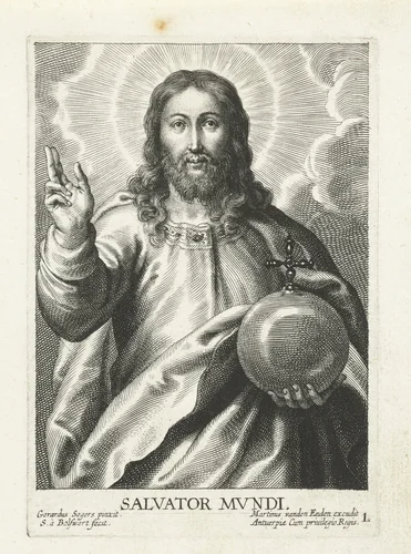 Christus als Salvator Mundi by Schelte Adamsz. Bolswert, print, 1596-1659