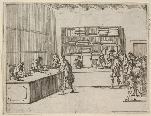 Soldiers Enlisting to Defend the Faith agains the Turks, from "L'Idea di un Principe ed Eroe Cristiano in Francesco I d'Este, di Modena e Reggio Duca VIII [...]" by Bartolomeo Fenice, print, 1659