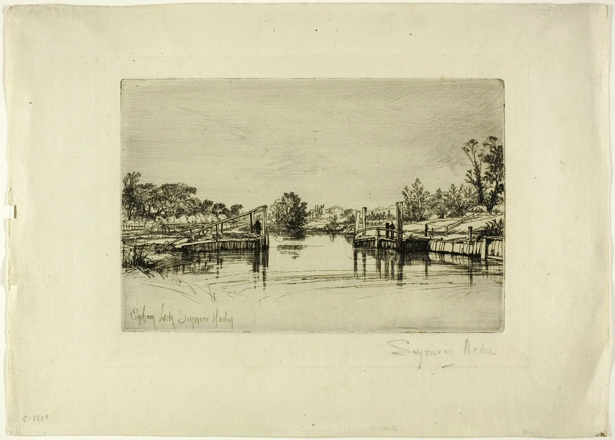 Egham Lock by Francis Seymour-Haden, print, 1854-1864
