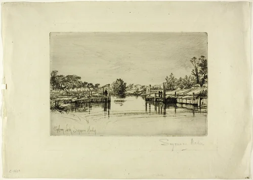 Egham Lock by Francis Seymour-Haden, print, 1854-1864