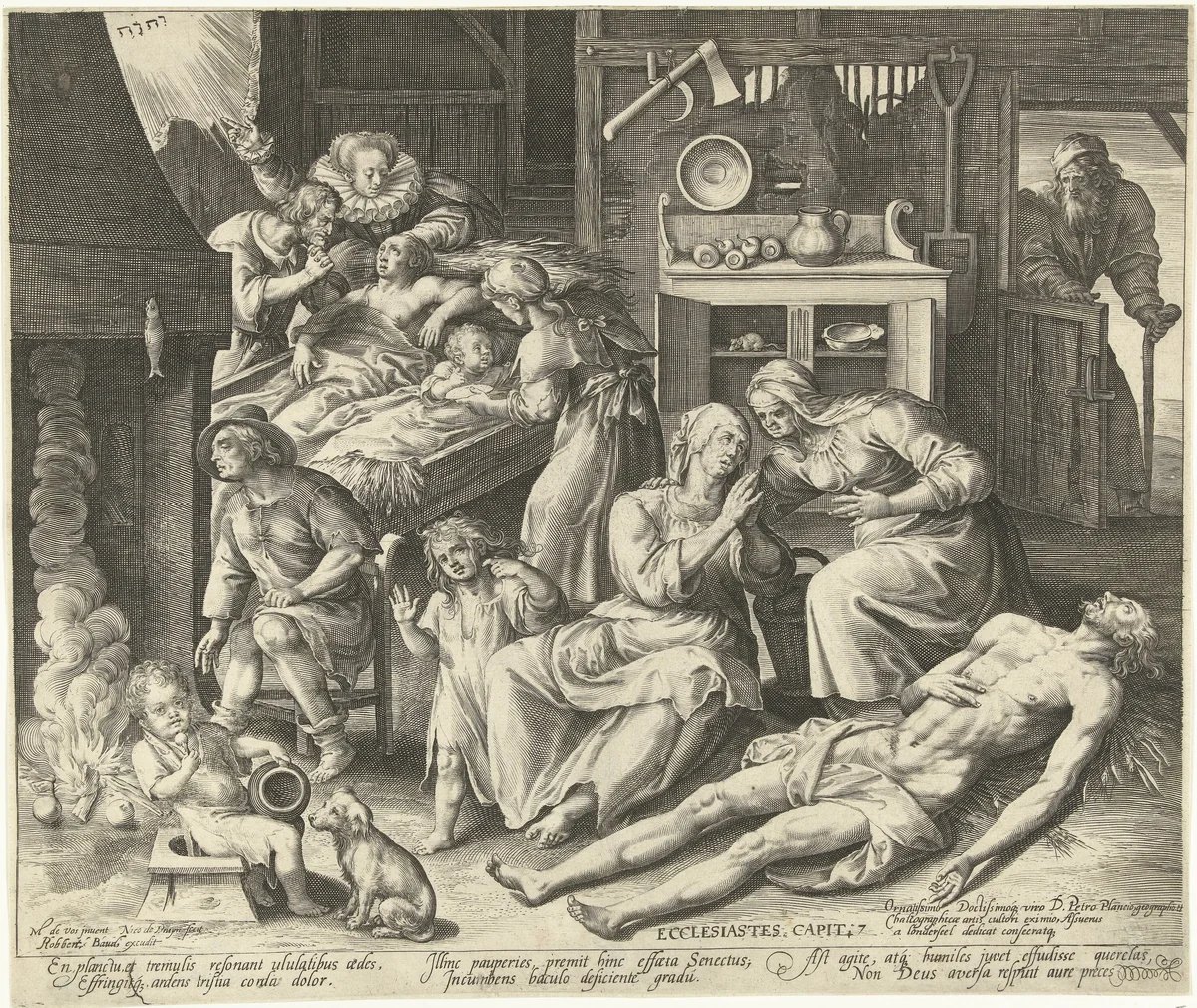 Een huis vol rouw by Unknown, print, 1581-1656