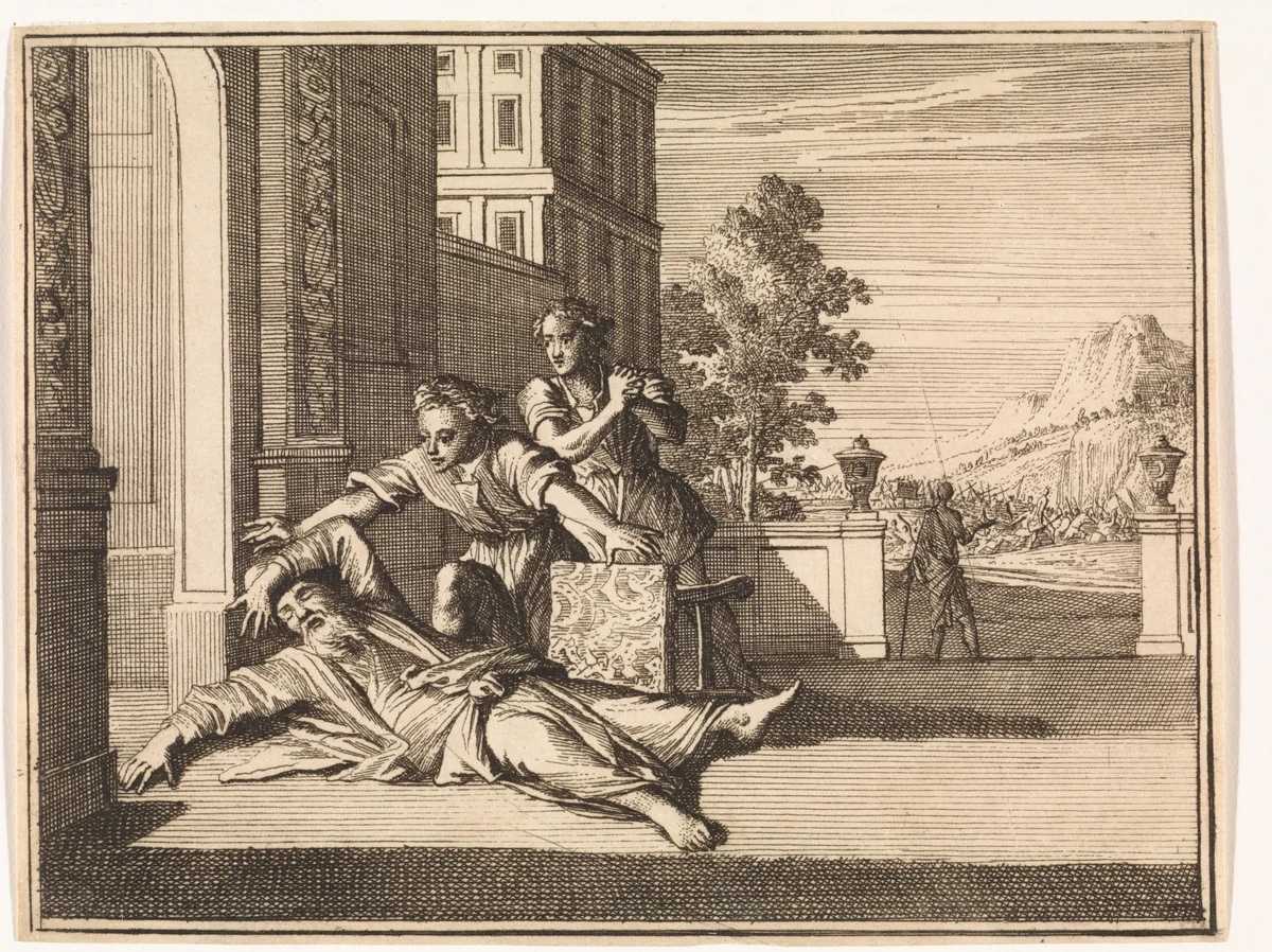 Dood van Eli by Caspar Luyken, print, 1712