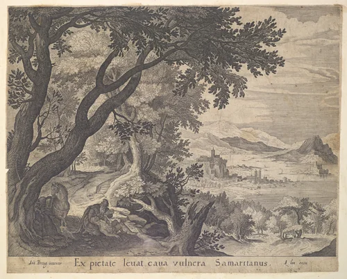 The Good Samaritan Finds the Man by Jan Brueghel, print, 1565-1629