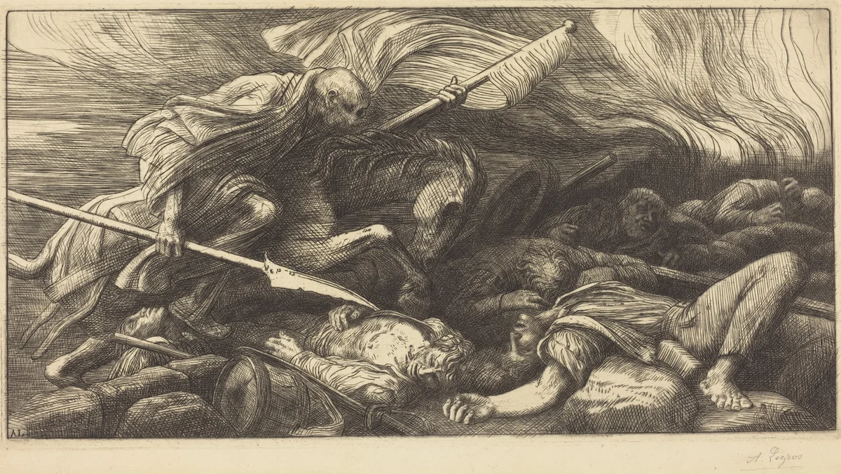 The Triumph of Death: After the Battle (Le triomphe de la mort: Apres le combat) by Alphonse Legros, print, 1837-1911
