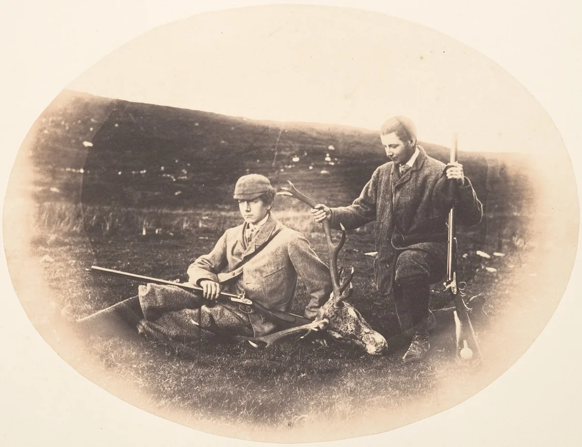 [Ned and Colin Ross with Hunt Trophy] by Horatio Ross, photograph, 1857