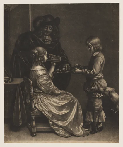 The Drinking Lady by Wallerant Vaillant, print, 1635-1677