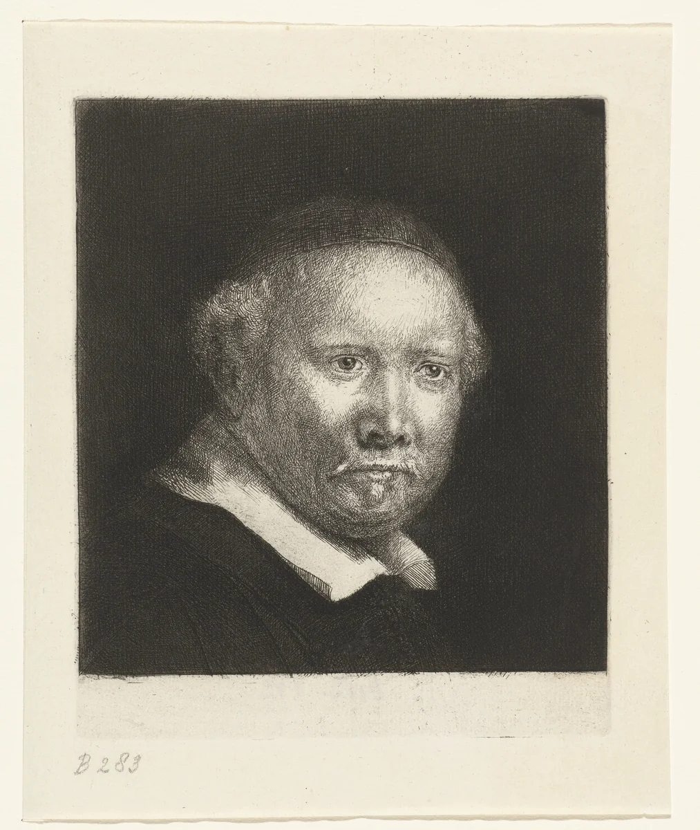 Lieven Willemsz. van Coppenol, writing master: the larger plate by Rembrandt van Rijn, print, 1850-1906
