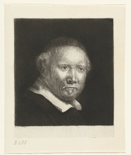 Lieven Willemsz. van Coppenol, writing master: the larger plate by Rembrandt van Rijn, print, 1850-1906