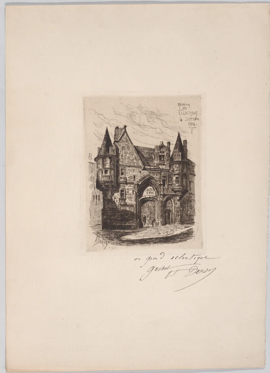 Hôtel Sens by Auguste Victor Deroy, print, 1882