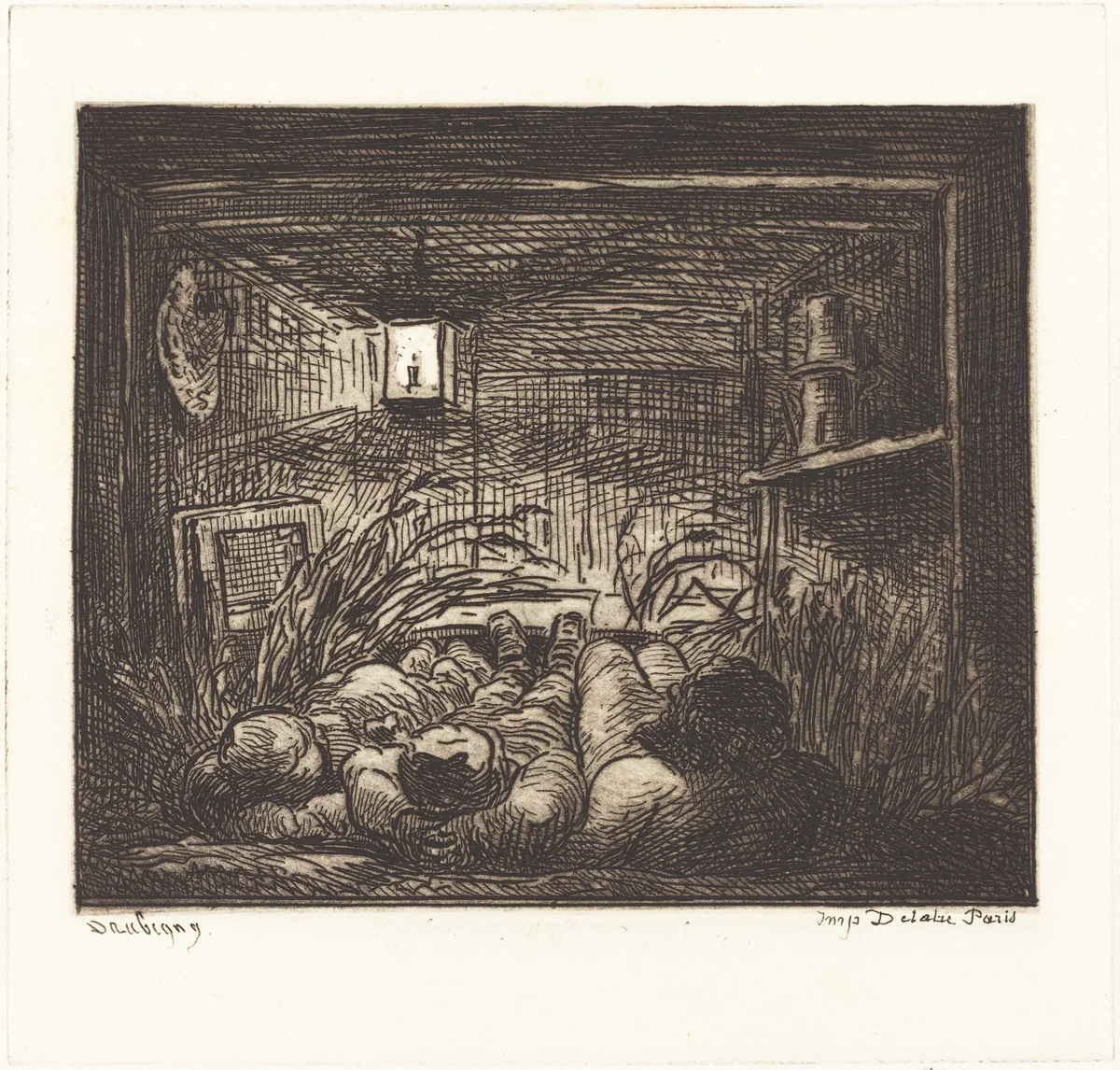 Asleep Aboard the Bottin (Coucher a bord du Bottin) by Charles-François Daubigny, portfolio, 1862