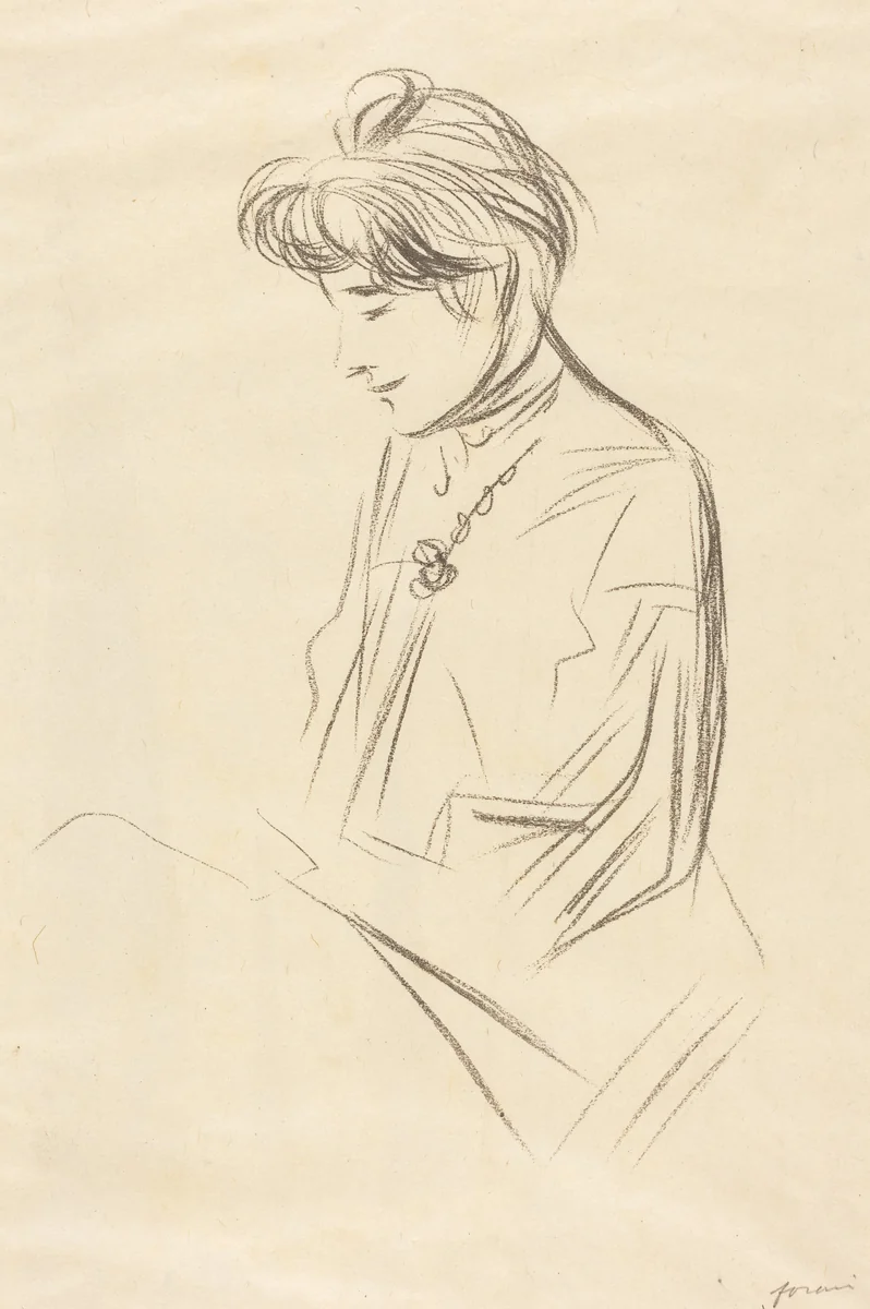 Etude de femme assise, en buste de profil (Study of a Seated Woman, Half-Length in Profile) by Jean-Louis Forain, print, 1898-1908
