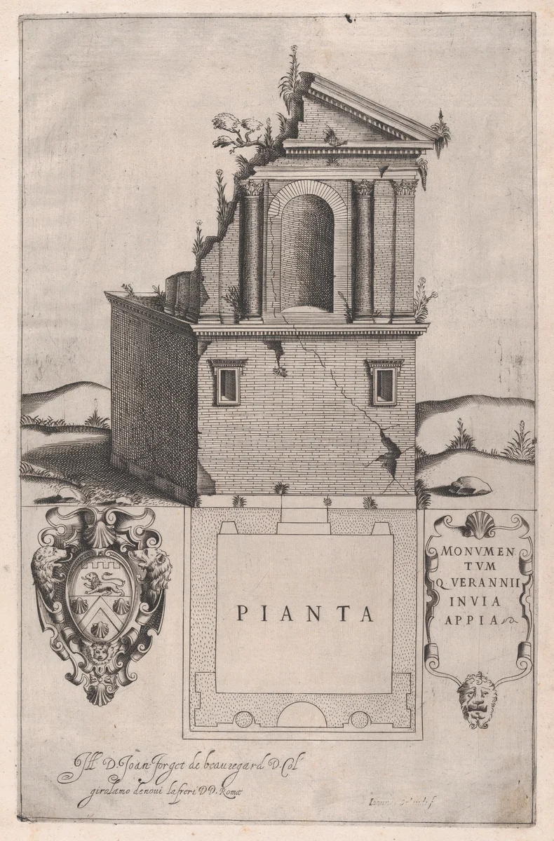 Sepulchre of Verannius, from "Speculum Romanae Magnificentiae" by anonymous, print, 1530-1580